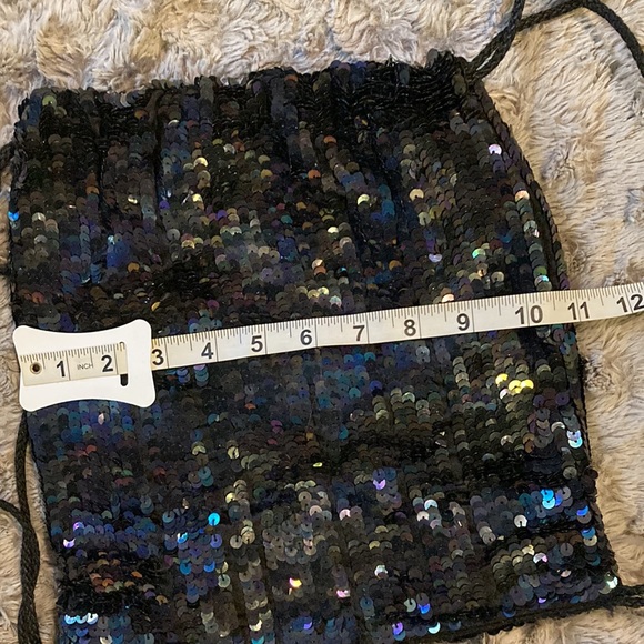 Sequined Backpack/Purse Black Vintage - Picture 5 of 6